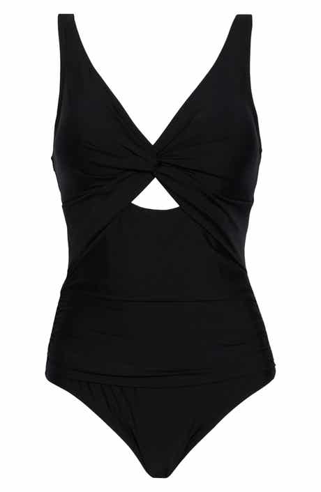 DKNY Twist Keyhole One-Piece Swimsuit