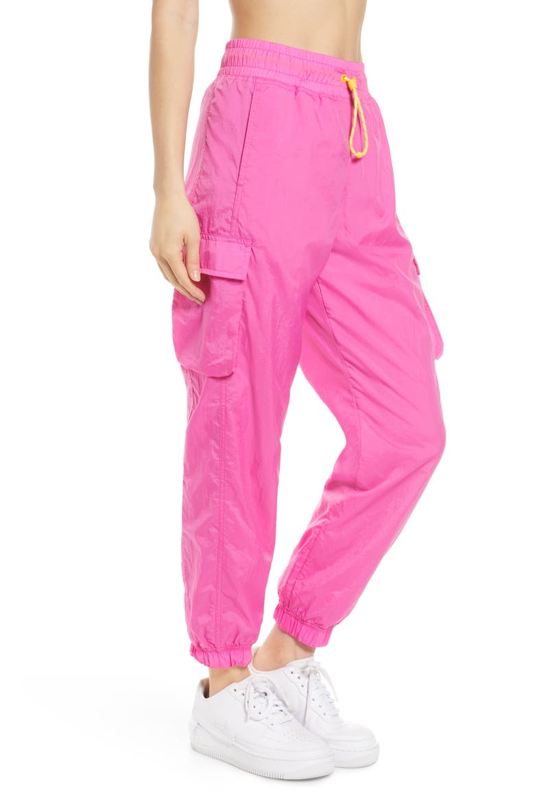 Sportswear Icon Clash Woven Sweatpants, Alternate, color, FIREPK/LSRORG