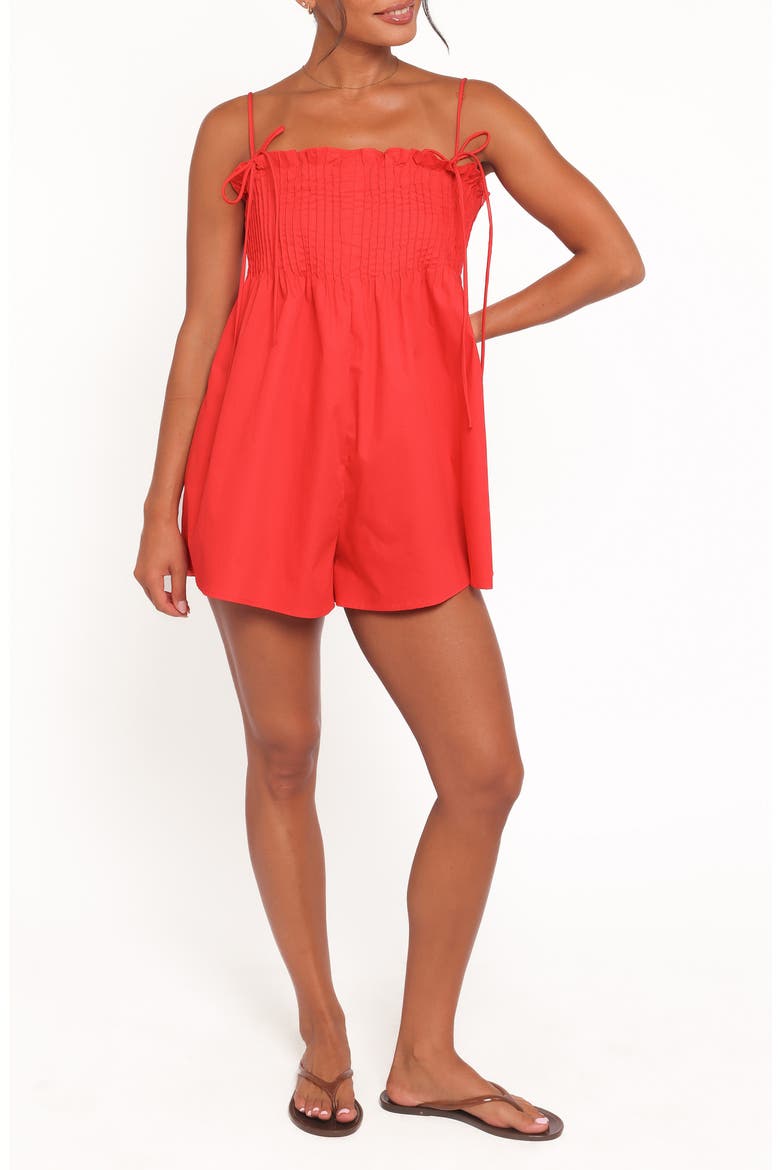 Liora Pleated Romper, Main, color, RED