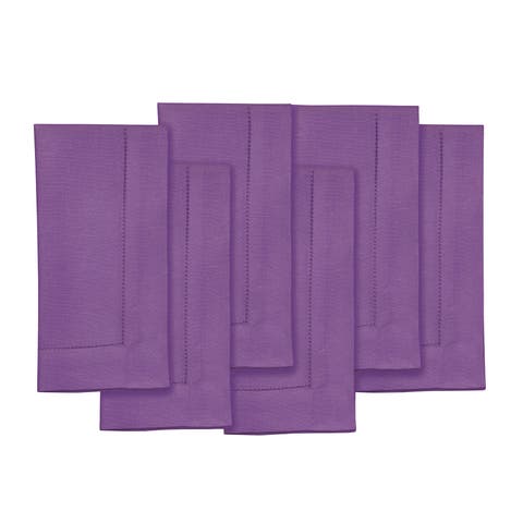 Linen Dinner Napkins - Classic Hemstitch - Set of 6, 20" x 20"