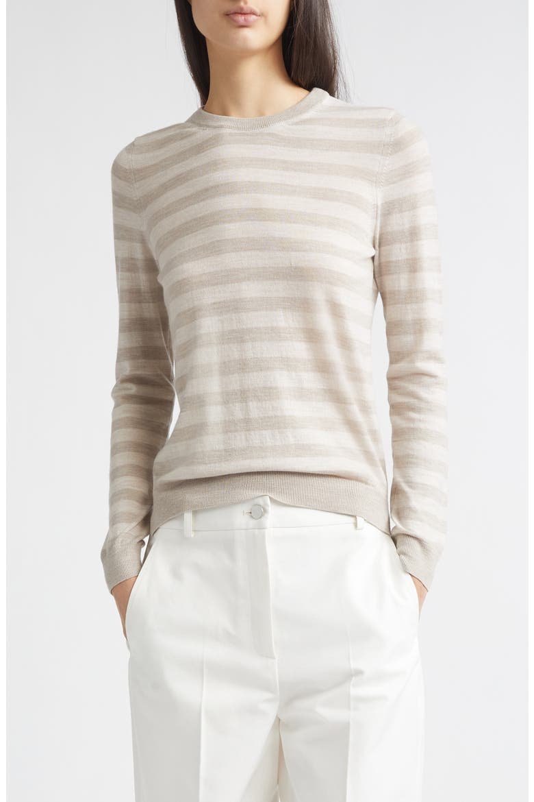 Greta Stripe Wool Sweater, Main, color, STONE STRIPE