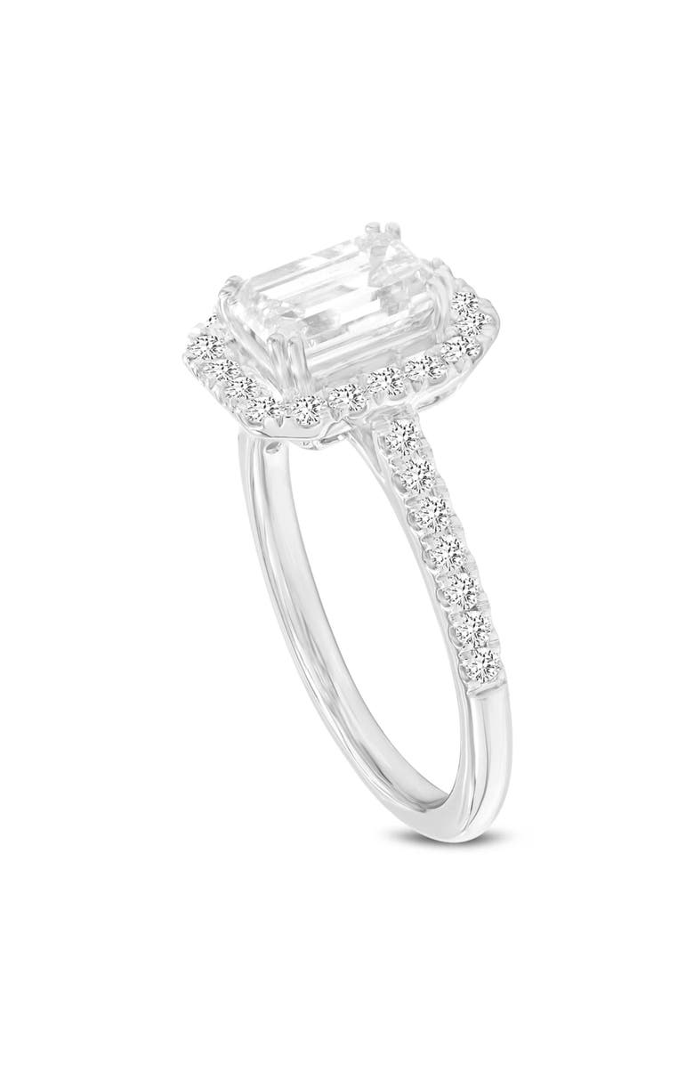 LuvMyJewelry Valora 14K White Gold Emerald Cut Lab Grown Diamond Halo Engagement Ring - 1.95 ctw, Main, color, 14K White Gold