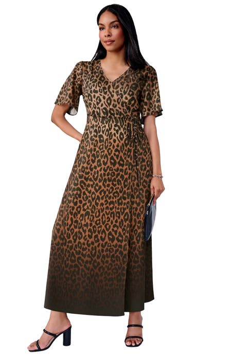 Flutter Sleeve Wrap Maxi Dress (Plus)