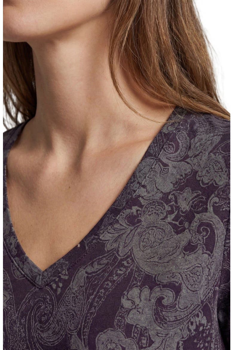 Paisley Explosion Womens V-neck Printed Top, Alternate, color, PAISLEY EXPLOSION BLACK
