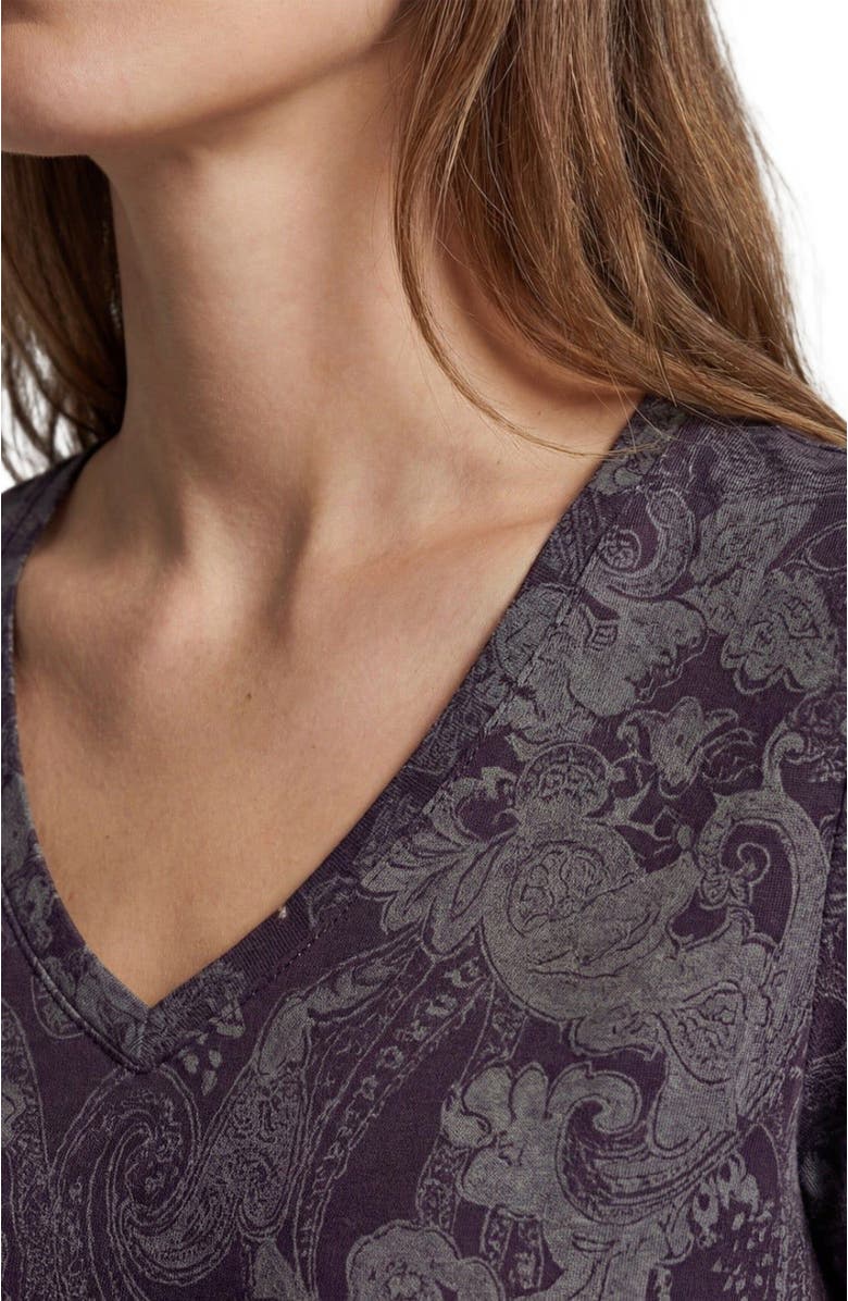 Lords of Harlech Paisley Explosion Womens V-neck Printed Top, Alternate, color, Paisley Explosion Black