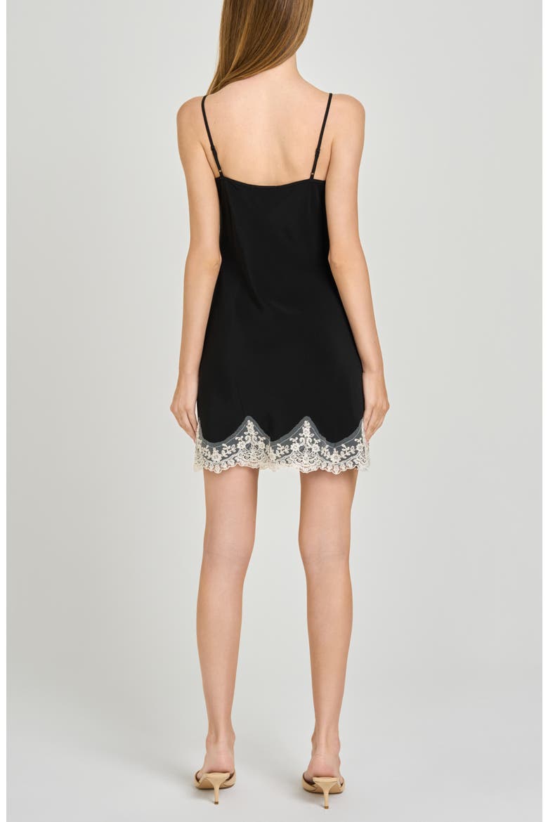 Isabelle Lace Trim Slip Dress, Alternate, color, BLACK