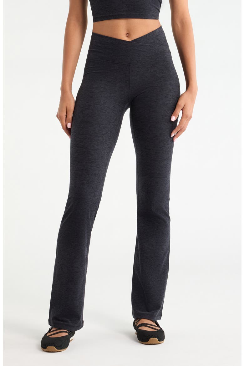 Renew Crossover Boot Cut Leggings, Main, color, BLACK MELANGE