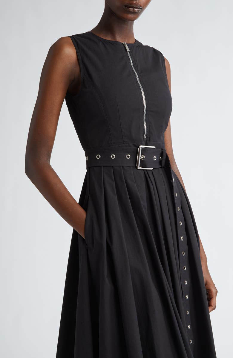 Michael Kors Collection Belted Zip Front Poplin Midi Dress, Alternate, color,