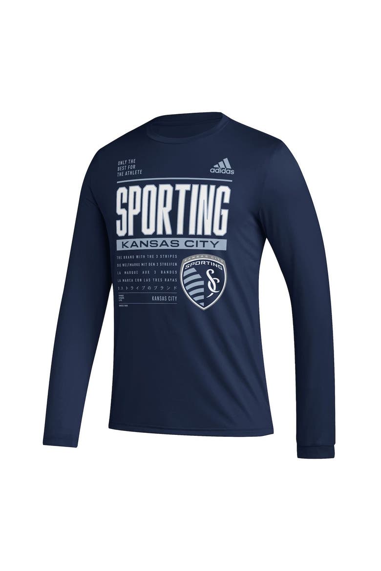 Men's adidas Navy Sporting Kansas City 2023 Club DNA Long Sleeve AEROREADY T-Shirt, Alternate, color, Navy