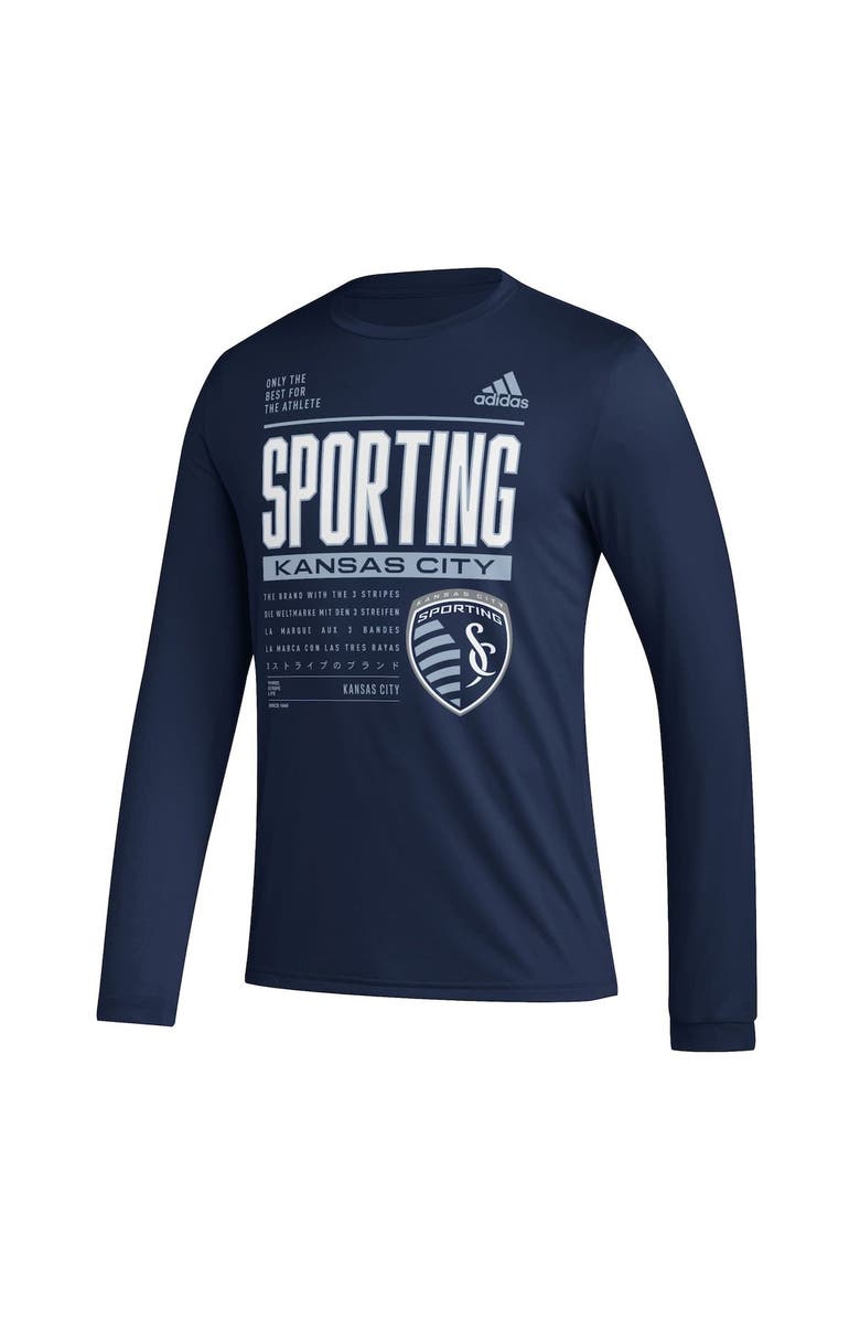adidas Men's adidas Navy Sporting Kansas City 2023 Club DNA Long Sleeve AEROREADY T-Shirt, Alternate, color, Navy
