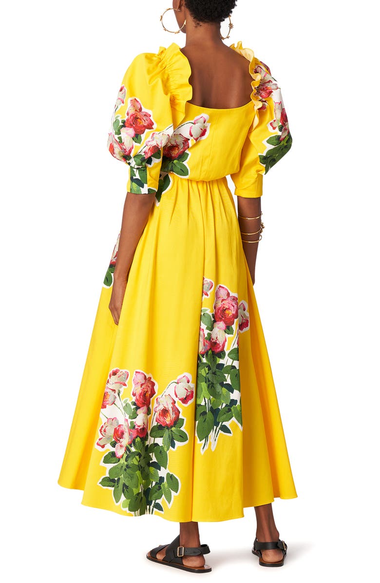 Carolina Herrera Floral Puff Sleeve Wrap Dress, Alternate, color,