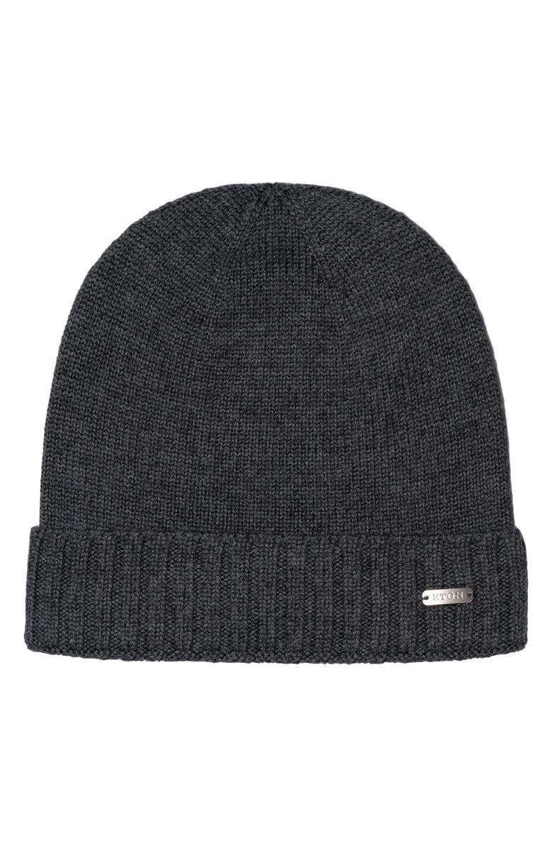 Eton Merino Wool Beanie, Main, color, Dark Grey
