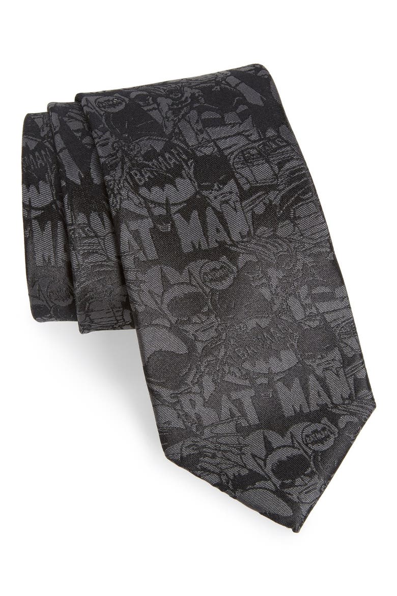'Batman' Silk Tie, Main, color, BLACK