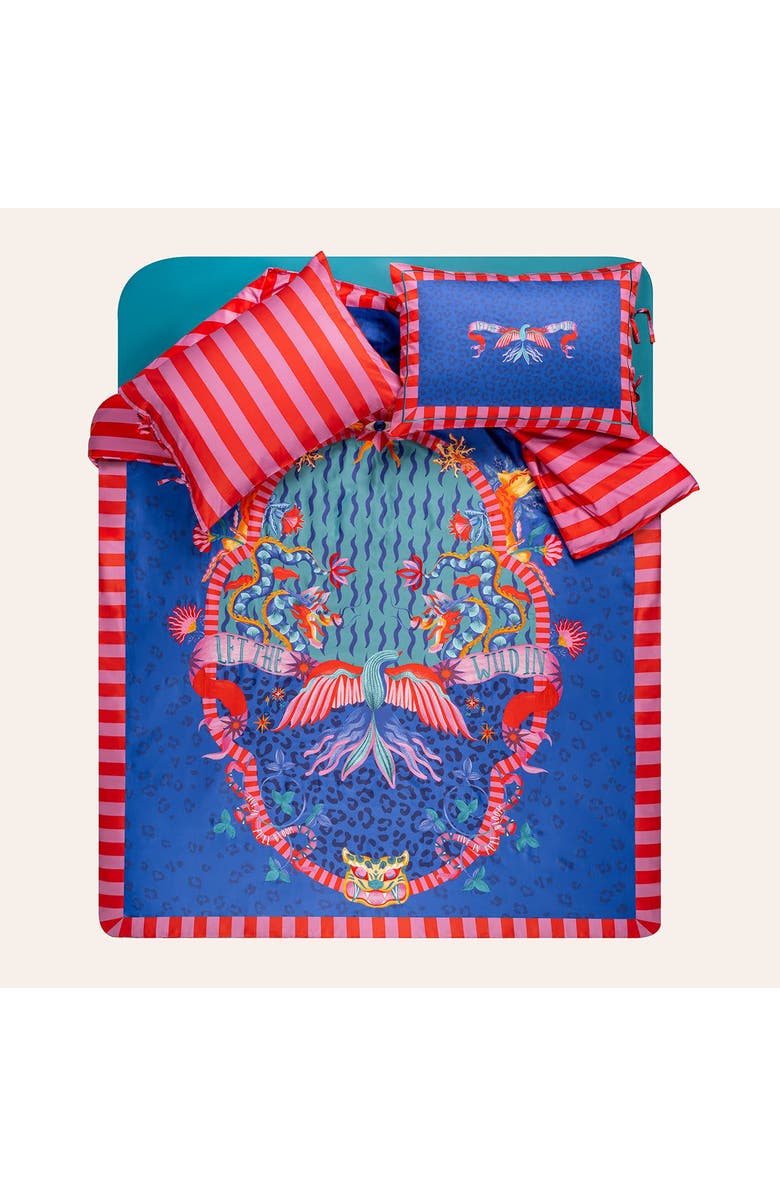 Zsa Zsa Zsu Lahor 300 Tc E.King Size 100% Cotton Satin Duvet Cover Set 102X87 In Heritage, Alternate, color, Blue