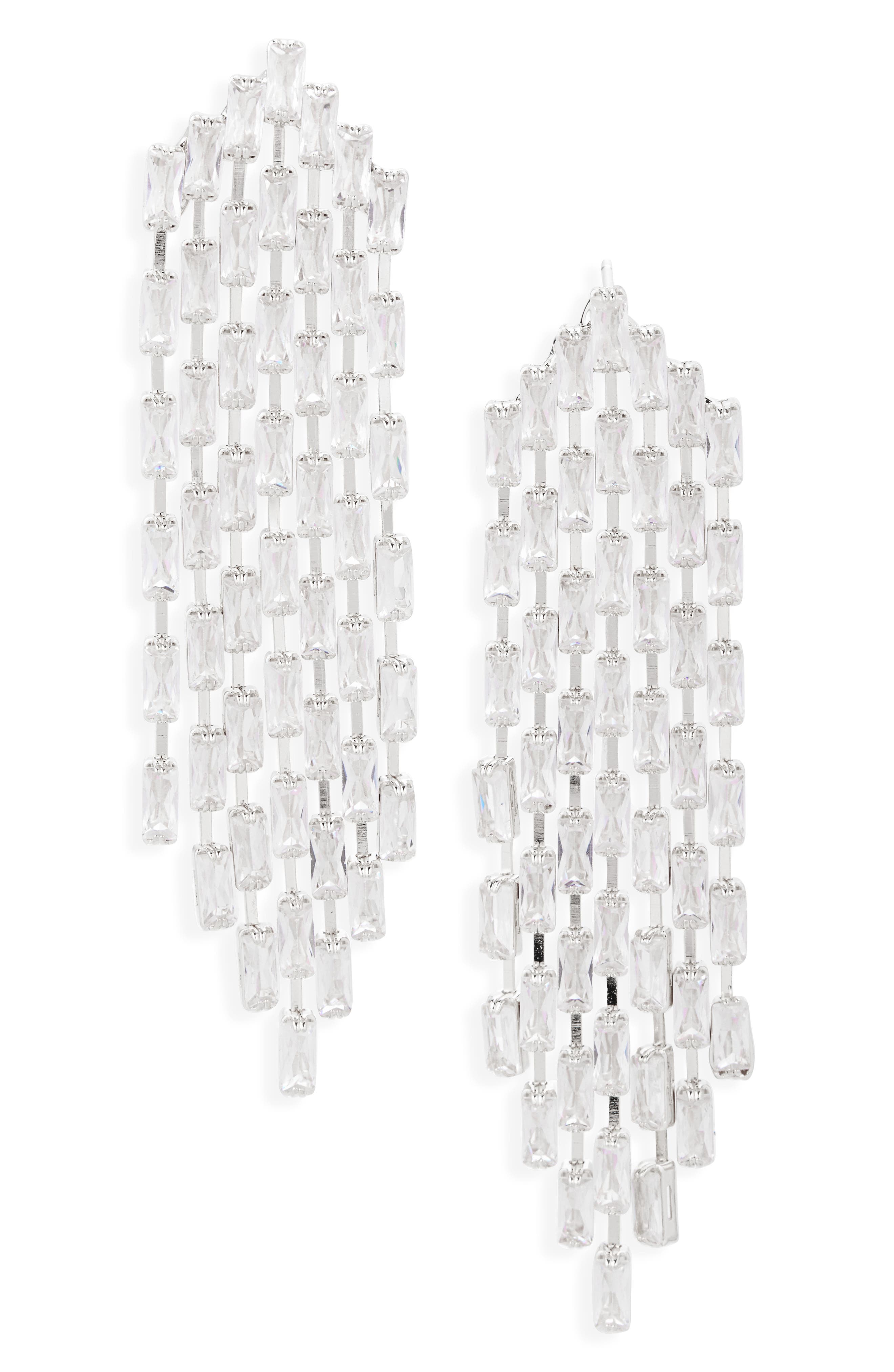 Tasha Multiple Strand Cubic Zirconia Chandelier Earrings