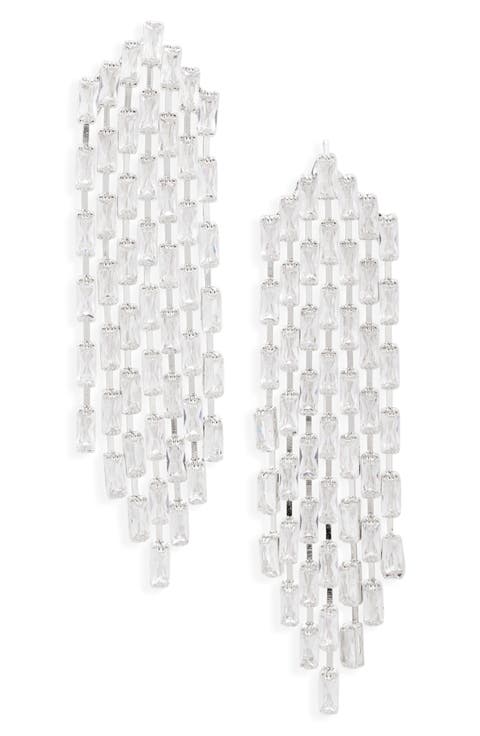 Multiple Strand Cubic Zirconia Chandelier Earrings