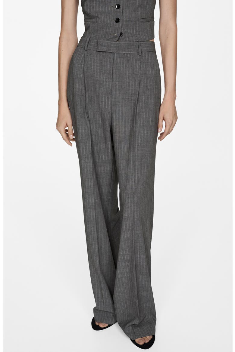 Pinstripe Pleat Front Pants, Main, color, GREY