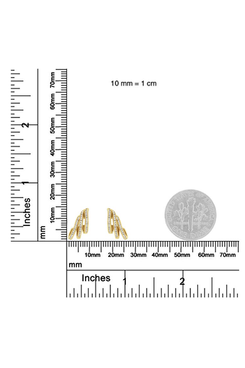 10K Yellow Gold 1 Cttw Diamond Multi Row Open Hoop Stud Earrings, Alternate, color, Yellow