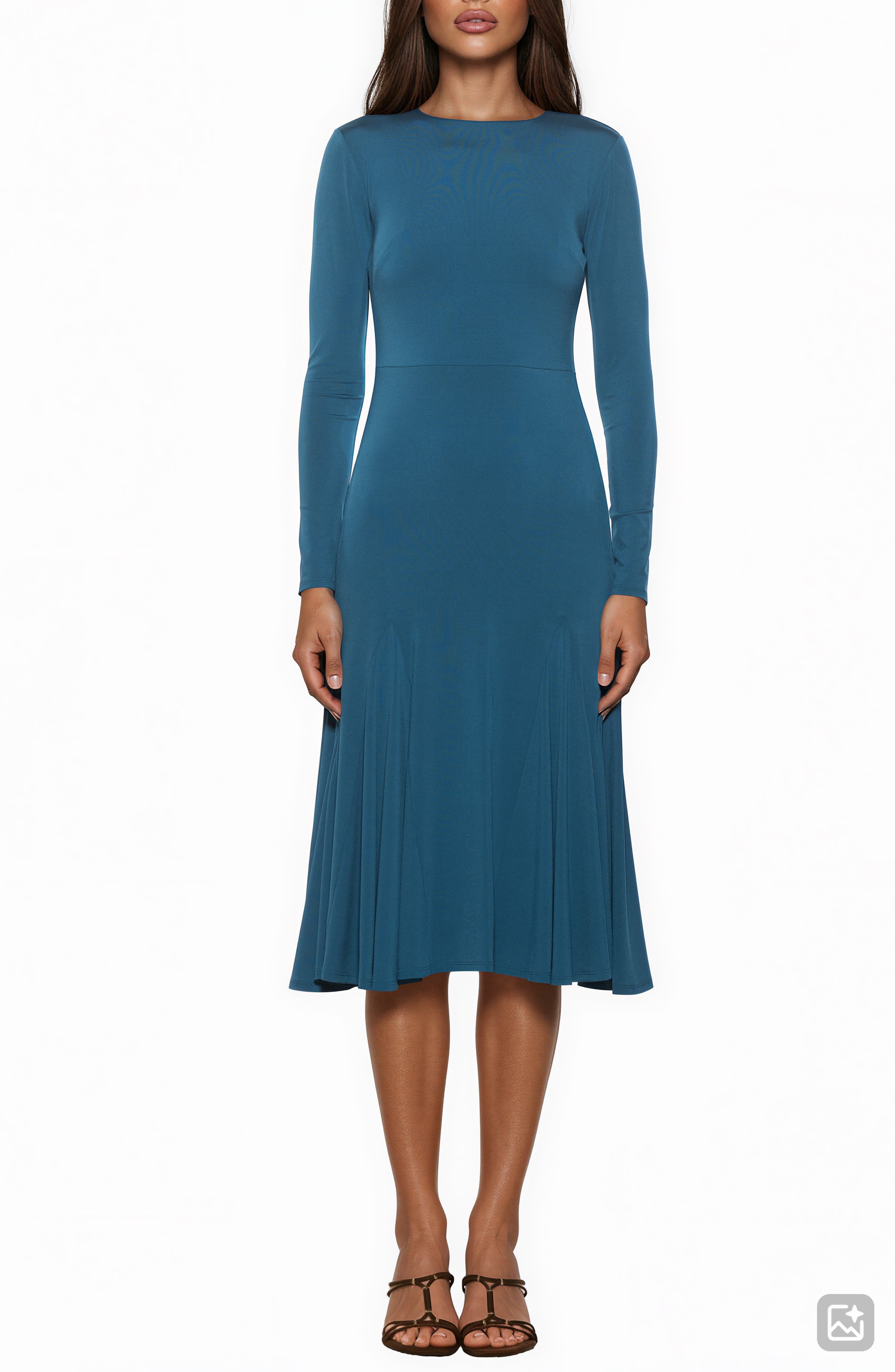 Oona Long Sleeve Fit & Flare Midi Dress