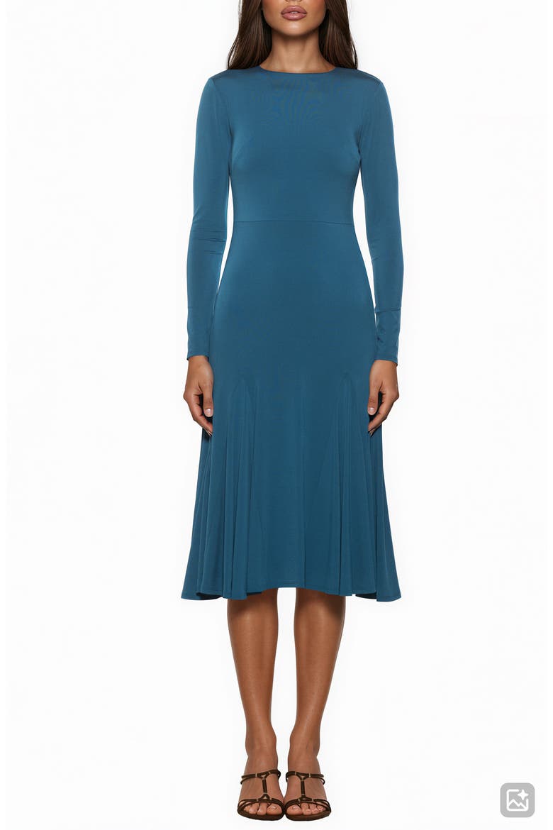 Oona Long Sleeve Fit & Flare Midi Dress, Main, color, TEAL