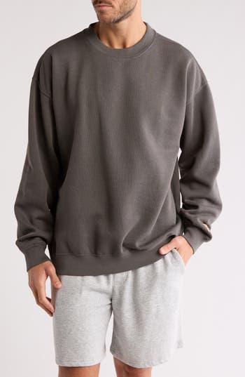 Fleece Factory Heavy Washed Crew Sweatshirt In Washed Black