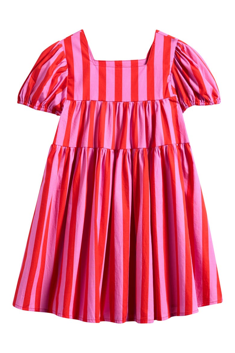 Kids' Circus Stripe Tiered Cotton Dress, Main, color, PINK