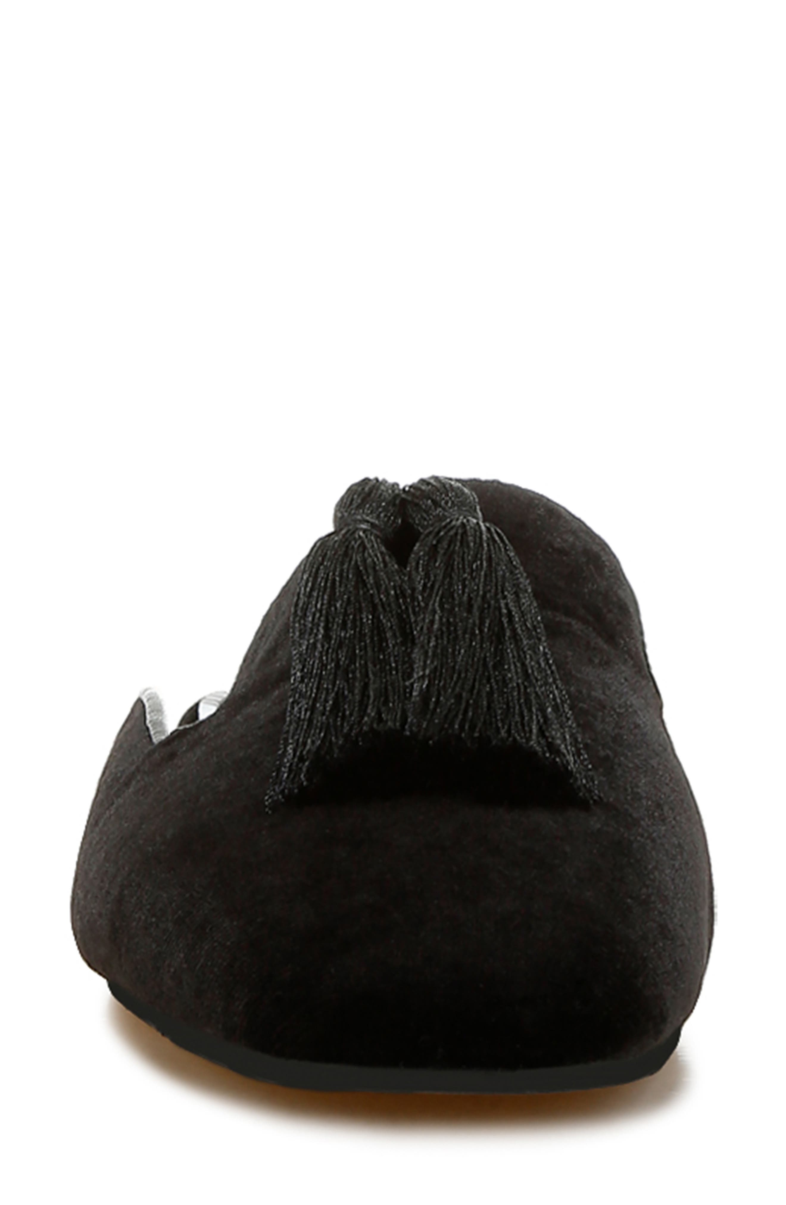 Rag & Co Cardinal Tassel Velvet Mule, Alternate, color, Black