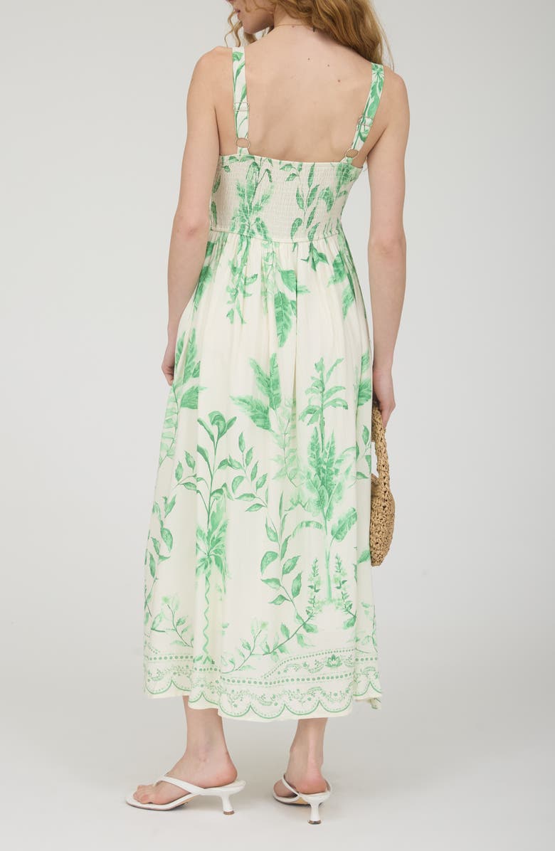 AUGUST SKY Scallop Trim Midi Dress, Alternate, color, Ivory/ Green