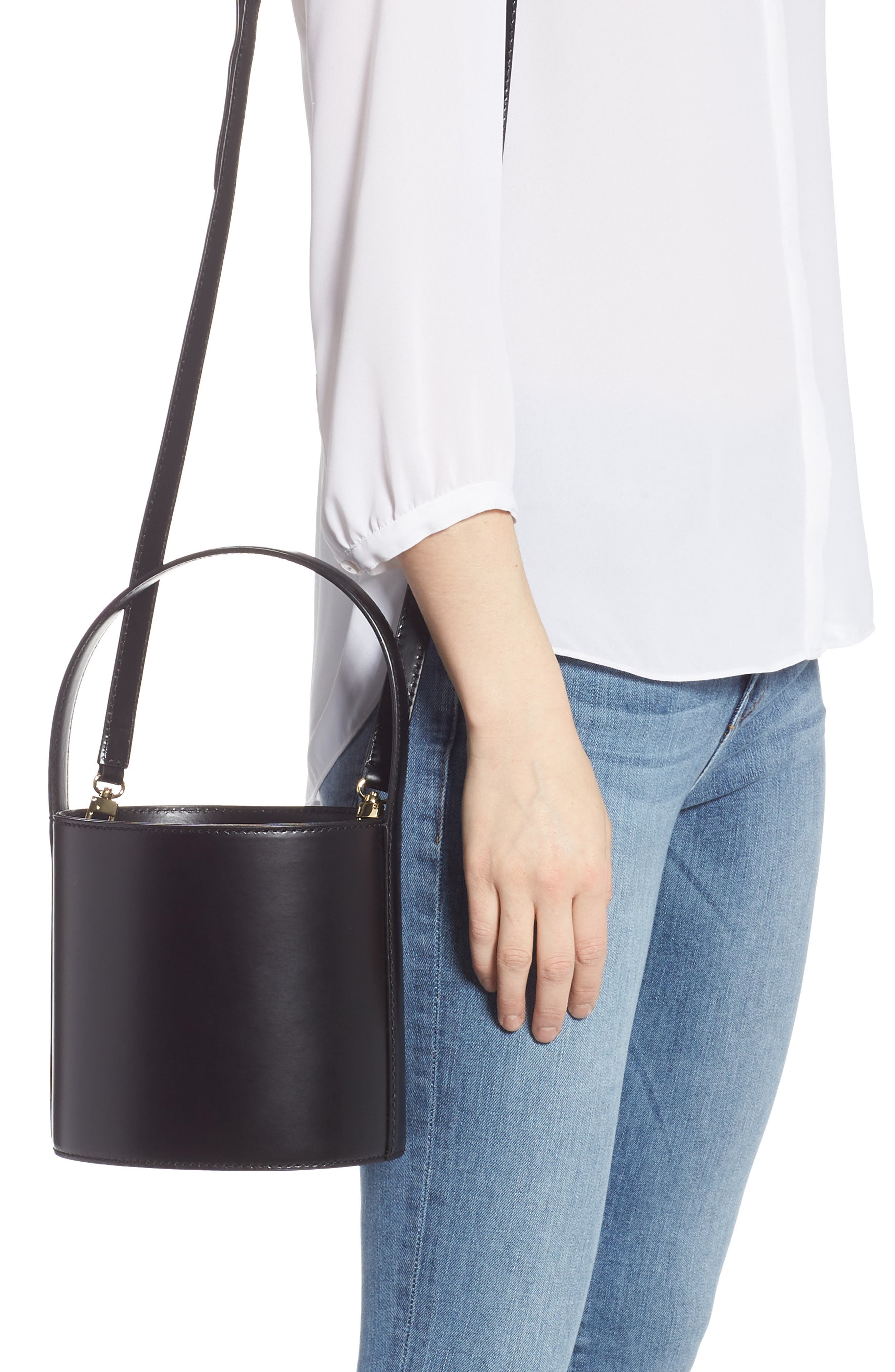 STAUD Bissett Leather Bucket Bag, Alternate, color, 