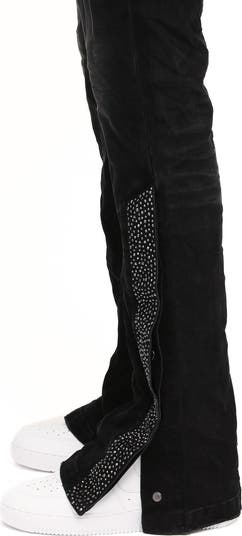Crystal Side Snap Flare Jeans