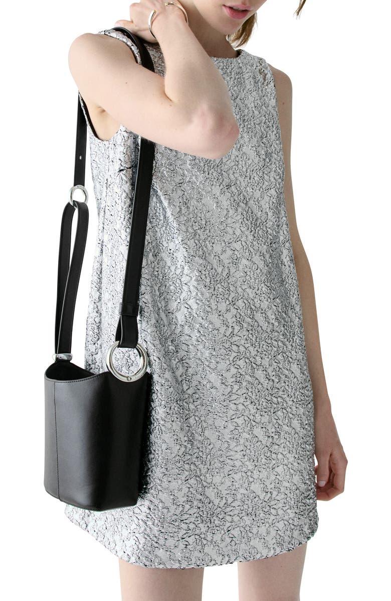 Kate Spade New York mini halo fine grain leather bucket bag, Alternate, color, Black