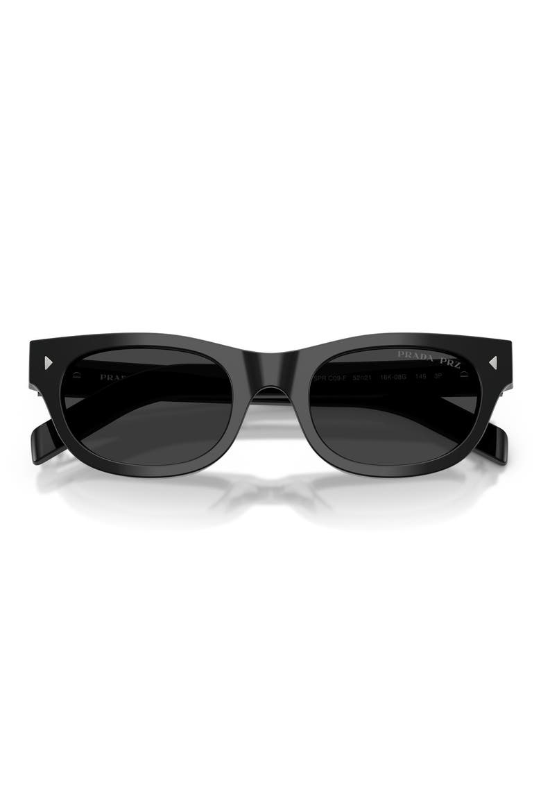 52mm Polarized Cat Eye Sunglasses, Alternate, color, BLACK / POLAR BLACK