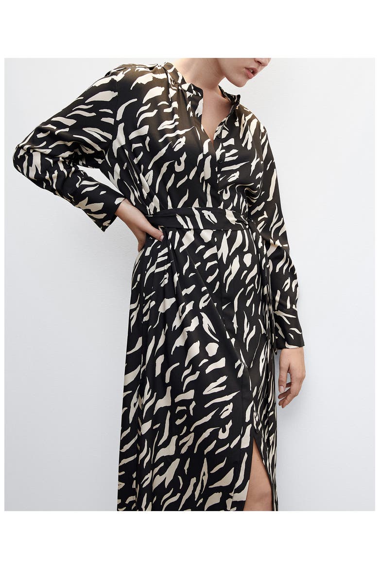 Abstract Print Long Sleeve Dress, Alternate, color, BLACK