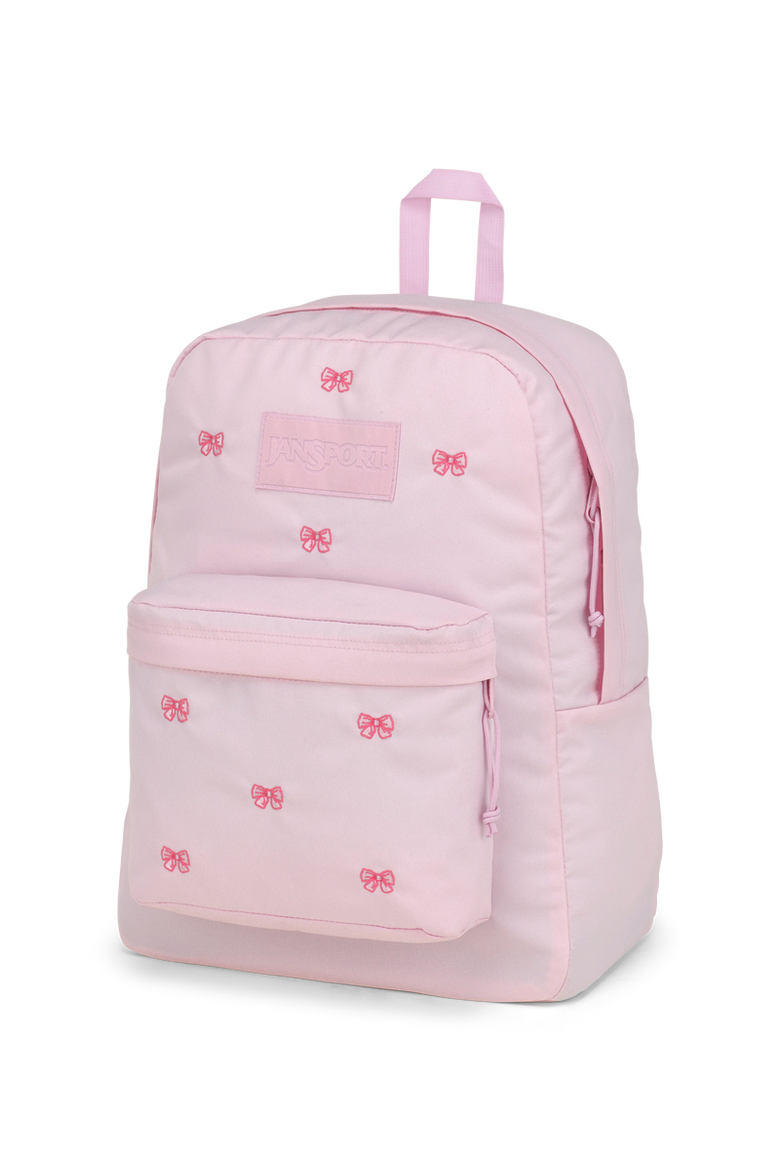 jansport backpack sku 111138070 SuperBreak Plus with Padded 15-inch Laptop Sleeve and Integrated Bottle Pocket - Spacious and Durable Daypack for Work and Travel Easy to Carry Designed with a sturdy web haul handle for convenient grab Jansport SuperBreak Plus - Pink