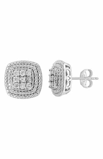 Diamond Cushion Stud Earrings