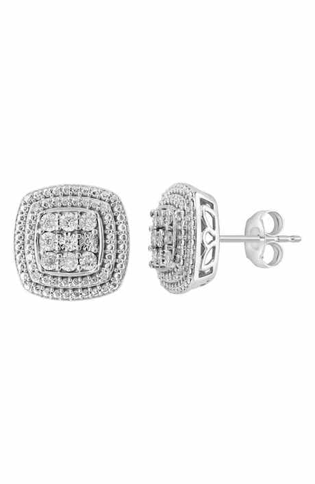 Diamond Cushion Stud Earrings