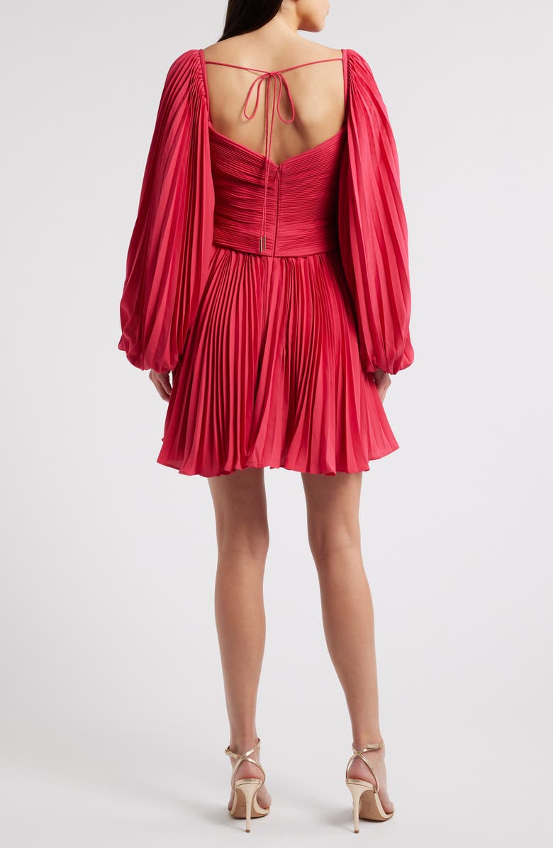 Acler Newtoft Pleated Long Sleeve Cocktail Minidress, Alternate, color, Berry Pink