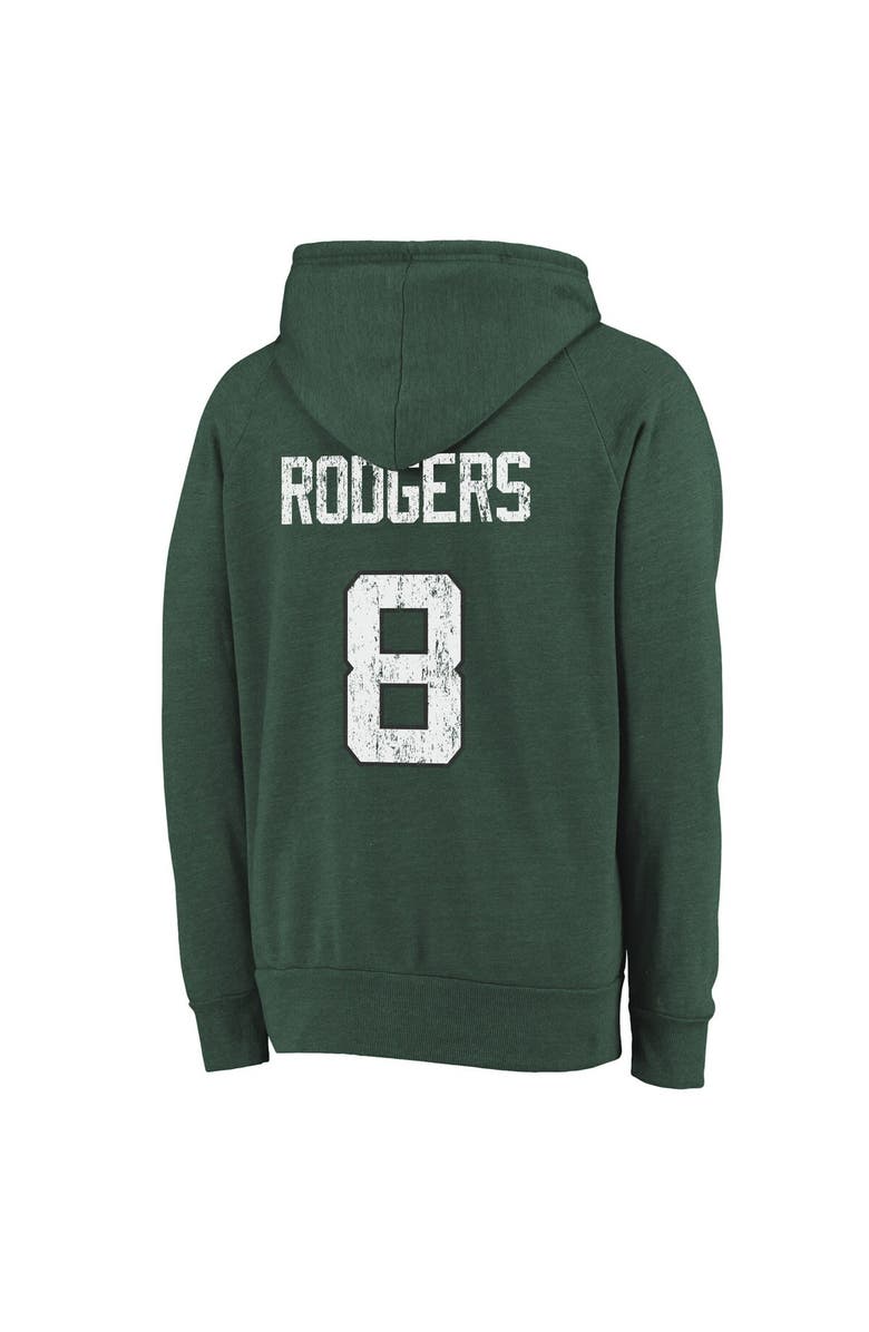 Majestic Threads Men's Majestic Threads Aaron Rodgers Green New York Jets Name & Number Pullover Hoodie, Alternate, color, 