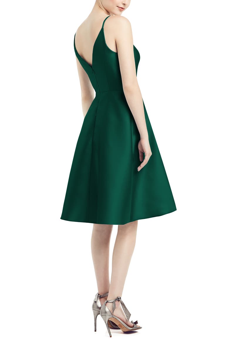 Fit & Flare Satin Twill Cocktail Dress, Alternate, color, HUNTER
