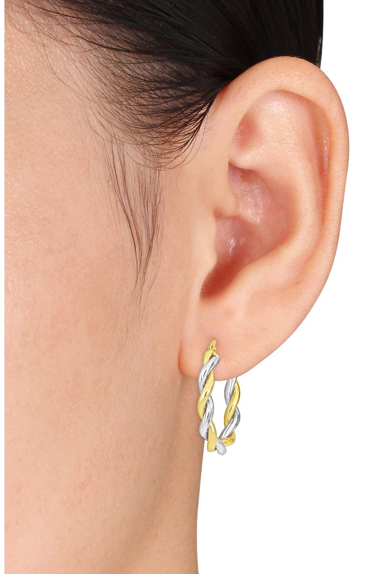 Two-Tone Twisted Oval Hoop Earrings, Alternate, color, GOLD MULTI