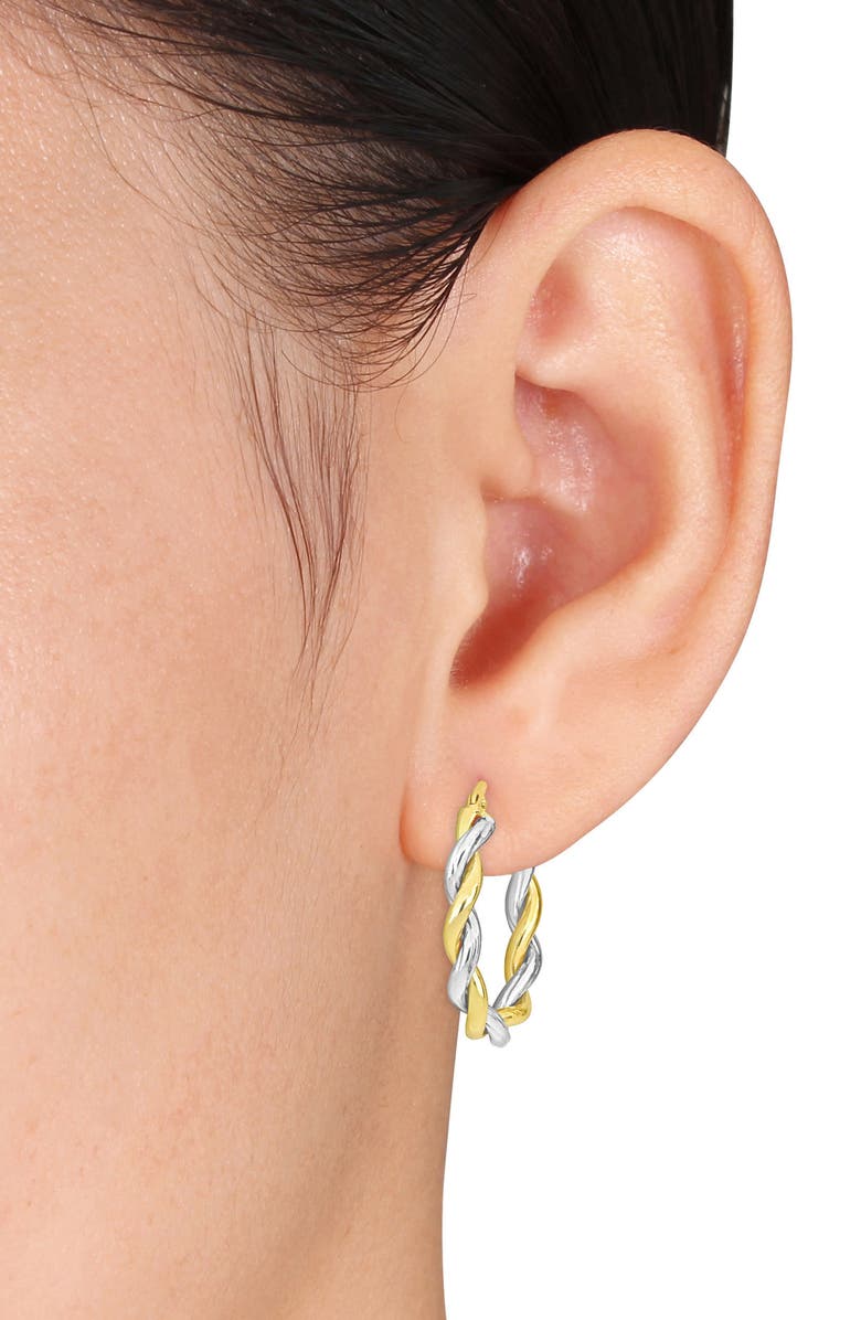 DELMAR Two-Tone Twisted Oval Hoop Earrings, Alternate, color, 