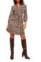 Leopard Print Tie Waist Long Sleeve Shirtdress