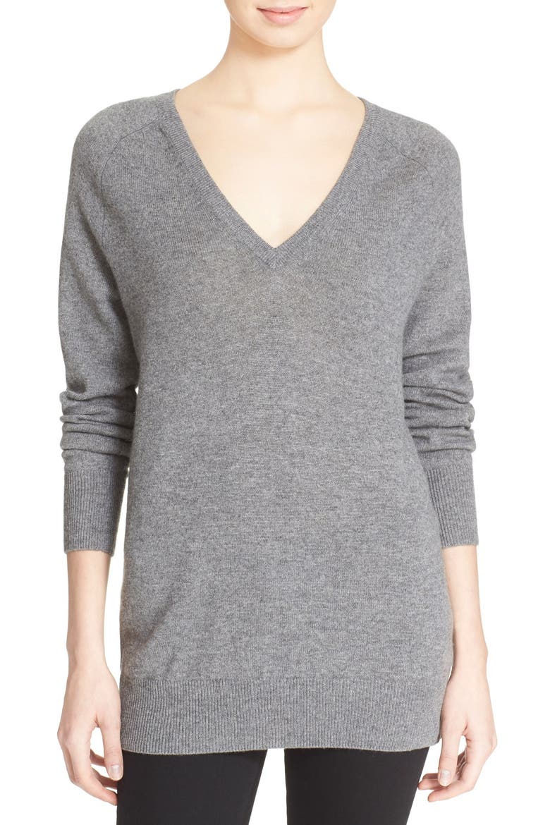 'Asher' V-Neck Cashmere Sweater, Main, color, HEATHER GREY