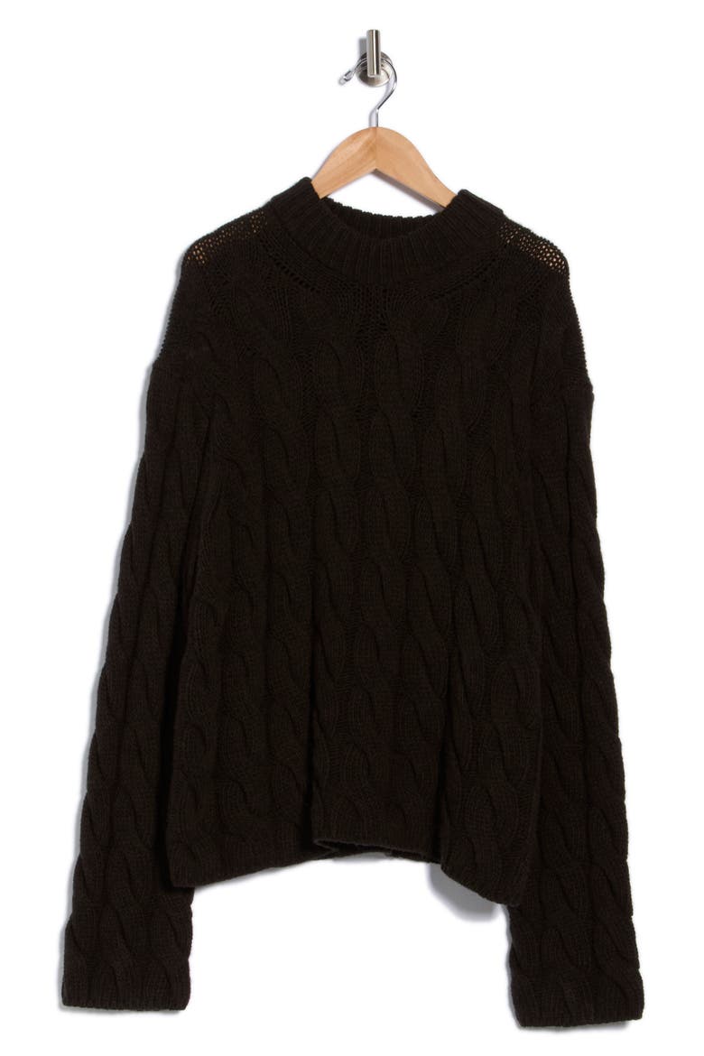 Wool Blend Cable Knit Pullover Sweater, Alternate, color, MINK