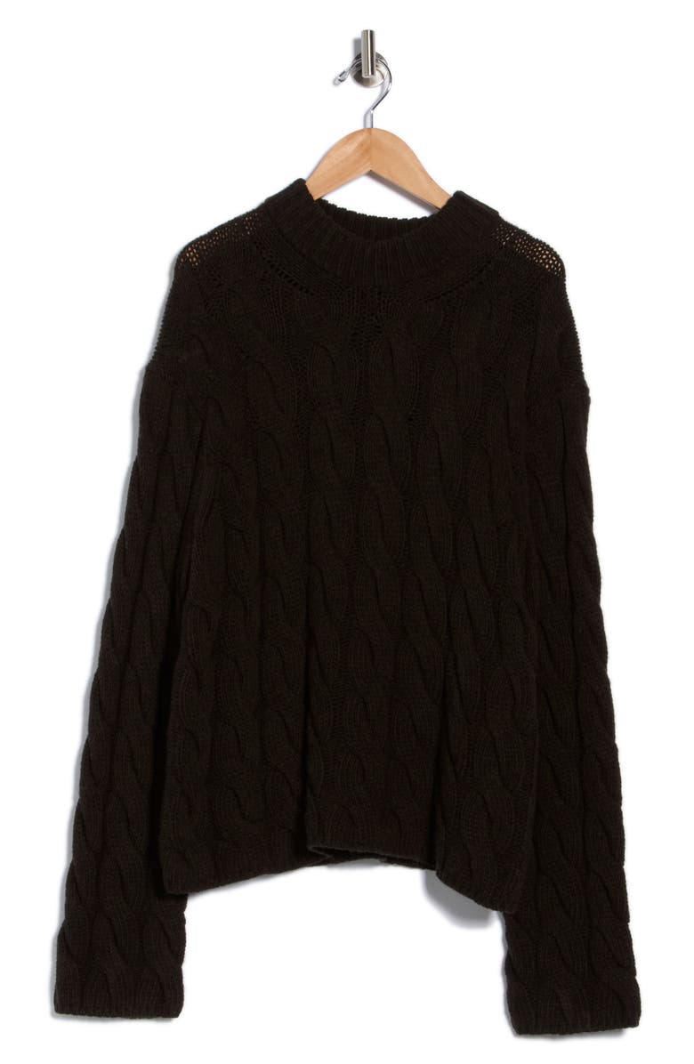 Theory Wool Blend Cable Knit Pullover Sweater, Alternate, color, Mink