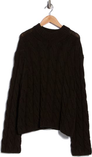 Wool Blend Cable Knit Pullover Sweater