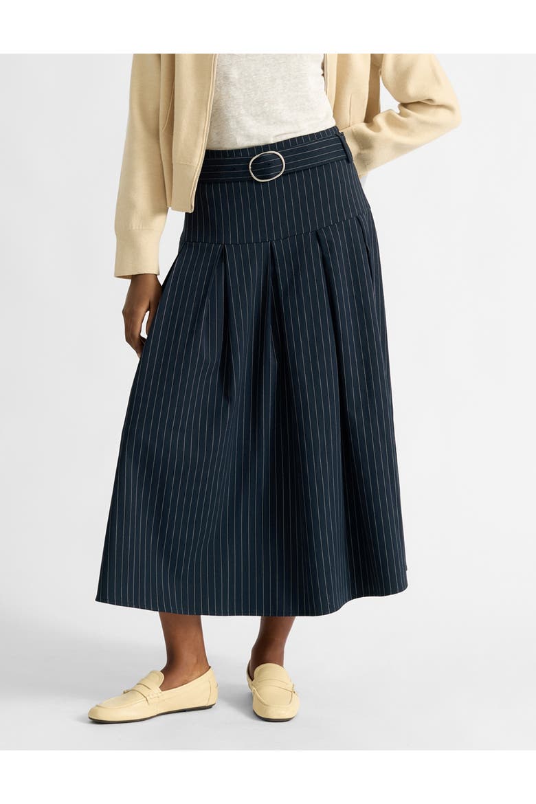 Pinstripe Midi Skirt, Main, color, Navy