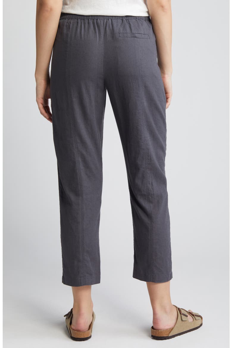 Pull-On Linen Blend Crop Pants, Alternate, color, GREY FORGED