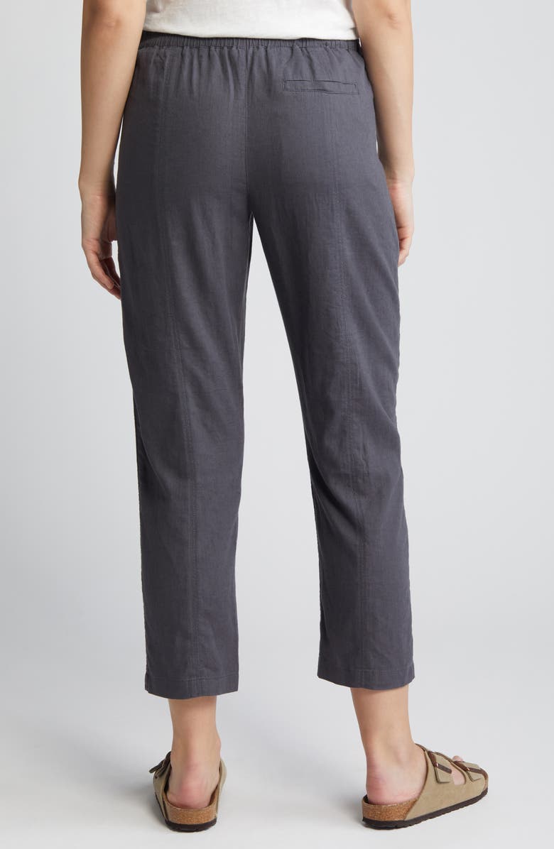 Caslon<sup>®</sup> Pull-On Linen Blend Crop Pants, Alternate, color, Grey Forged