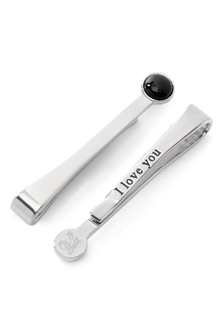 I Love You Onyx Tie Bar, Alternate, color, SILVER